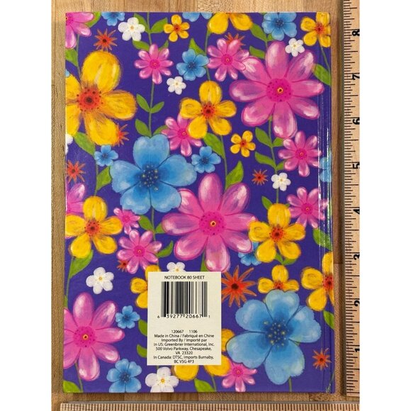 Purple Floral Design Hardcover Lined Journal Notebook Diary 5.75"W x 8"H NOS - Picture 3 of 3